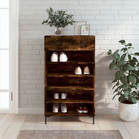 Zapatero madera de ingeniería roble ahumado 60x35x105 cm de , Armarios y almacenamiento - Ref: Foro24-829617, Precio: 76,74 €...
