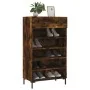 Zapatero madera de ingeniería roble ahumado 60x35x105 cm de , Armarios y almacenamiento - Ref: Foro24-829617, Precio: 76,74 €...