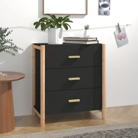 Aparador de madera contrachapada negro 62x38x70 cm by , Sideboards - Ref: Foro24-345673, Price: 100,32 €, Discount: %