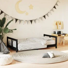 Estructura de cama para niños madera de pino negro 80x160 cm von , Kinderbetten und Betten für Kinder - Ref: Foro24-834431, P...