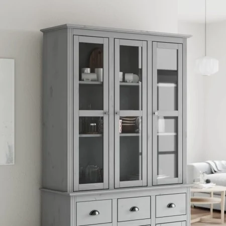 Armario con puertas de vidrio BODO madera maciza pino gris by , Sideboards - Ref: Foro24-355079, Price: 283,14 €, Discount: %