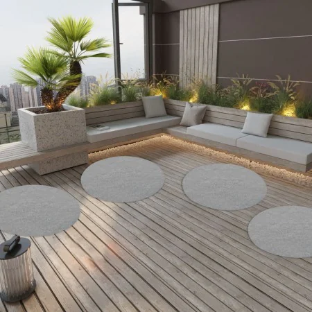 Césped artificial con tacos redondo Ø130 cm gris by , artificial flora - Ref: Foro24-147807, Price: 25,81 €, Discount: %