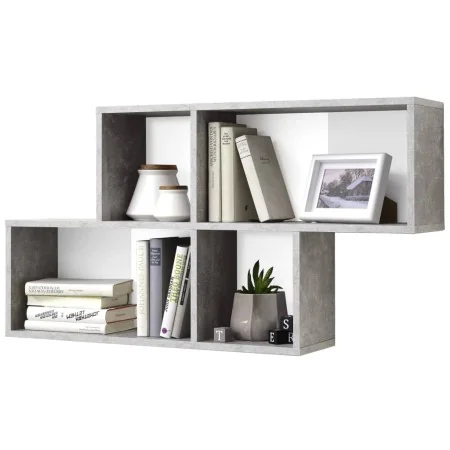 FMD Estantería de pared con 4 compartimentos hormigón y blanco by , Shelves and shelves - Ref: Foro24-428764, Price: 86,54 €,...