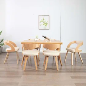 Sillas de comedor 6 uds madera curvada y cuero sintético crema von , Essstühle - Ref: Foro24-278845, Preis: 1,00 €, Rabatt: %
