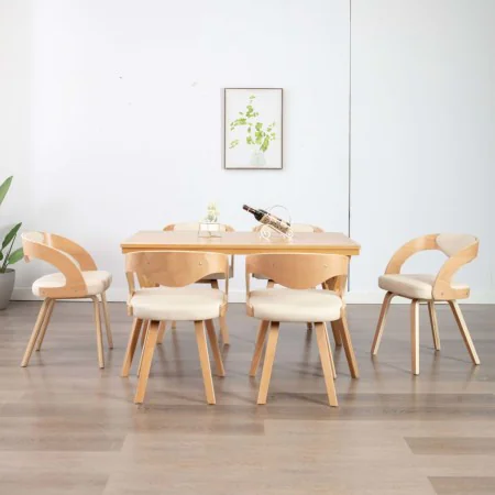 Sillas de comedor 6 uds madera curvada y cuero sintético crema by , dining chairs - Ref: Foro24-278845, Price: 1,00 €, Discou...
