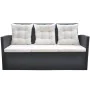 Set comedor de jardín 6 piezas y cojines ratán sintético negro de vidaXL, Conjuntos de jardín - Ref: Foro24-42643, Precio: 68...
