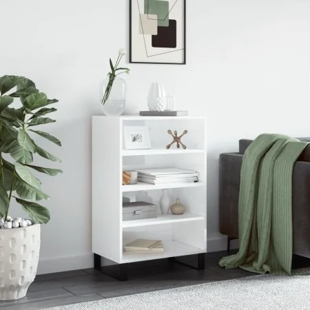 Aparador alto madera de ingeniería blanco brillante 57x35x90 cm by , Sideboards - Ref: Foro24-827238, Price: 54,86 €, Discoun...