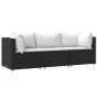 Set de muebles de jardín 3 pzas y cojines ratán sintético negro by , Outdoor sofas - Ref: Foro24-319734, Price: 280,78 €, Dis...