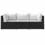 Set de muebles de jardín 3 pzas y cojines ratán sintético negro by , Outdoor sofas - Ref: Foro24-319734, Price: 280,78 €, Dis...