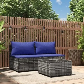 Set de muebles de jardín 3 pzas y cojines ratán sintético gris von , Outdoor-Sofas - Ref: Foro24-319851, Preis: 171,00 €, Rab...