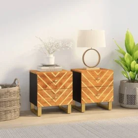 Mesitas de noche 2 uds madera maciza de mango marrón y negro by , Nightstands - Ref: Foro24-356782, Price: 122,14 €, Discount: %