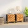 Mesitas de noche 2 uds madera maciza de mango marrón y negro de , Mesitas de noche - Ref: Foro24-356782, Precio: 122,14 €, De...