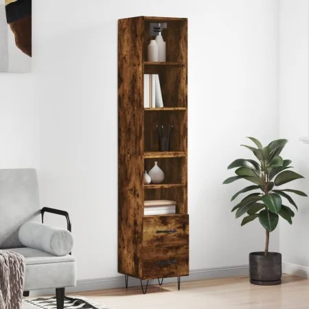 Aparador de madera contrachapada roble ahumado 34,5x34x180 cm de , Aparadores - Ref: Foro24-3189762, Precio: 90,58 €, Descuen...