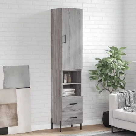 Aparador alto madera contrachapada gris Sonoma 34,5x34x180 cm by , Sideboards - Ref: Foro24-3198927, Price: 115,88 €, Discoun...