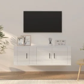 Set de muebles de TV 2 pzas madera contrachapada blanco brillo by , TV Furniture - Ref: Foro24-3188408, Price: 81,93 €, Disco...