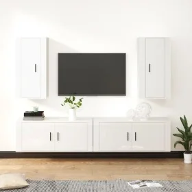 Set de muebles de TV 4 pzas madera contrachapada blanco brillo by , TV Furniture - Ref: Foro24-3188696, Price: 250,49 €, Disc...