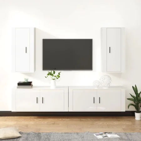 Set de muebles de TV 4 pzas madera contrachapada blanco brillo von , TV-Möbel - Ref: Foro24-3188696, Preis: 251,06 €, Rabatt: %