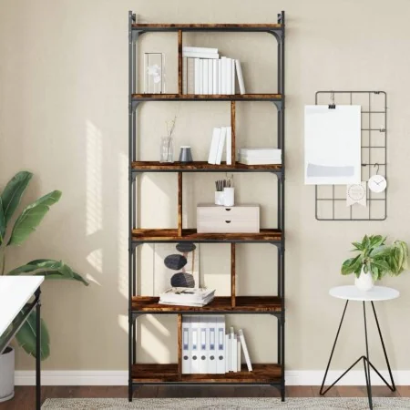 Librería 6 estantes madera ingeniería roble ahumado 76x32x192cm von , Bücherregale und Regale - Ref: Foro24-833947, Preis: 98...