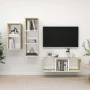 Muebles de salón 3 pzas madera ingeniería blanco y roble Sonoma by , TV Furniture - Ref: Foro24-3079633, Price: 135,01 €, Dis...