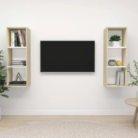 Muebles de salón de pared 2 piezas blanco y roble Sonoma von , TV-Möbel - Ref: Foro24-3079858, Preis: 99,06 €, Rabatt: %