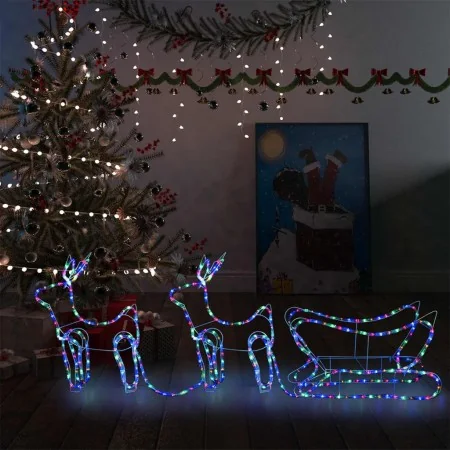 Renos y trineo de Navidad decoración jardín 576 LEDs de , Luces de Navidad - Ref: Foro24-329813, Precio: 81,65 €, Descuento: %