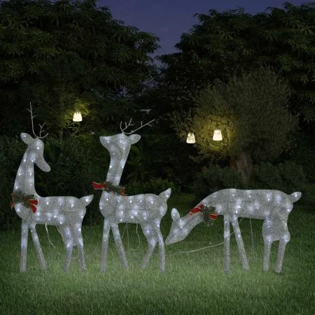 Familia renos de Navidad malla blanco frío plateado 270x7x90 cm de , Luces de Navidad - Ref: Foro24-342677, Precio: 71,72 €, ...