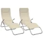 Tumbona plegable 2 uds textilene acero con recubrimiento crema by , Loungers - Ref: Foro24-312476, Price: 176,73 €, Discount: %