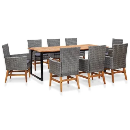 Set comedor jardín 9 pzas ratán sintético y madera acacia gris von , Gartensets - Ref: Foro24-46009, Preis: 851,15 €, Rabatt: %