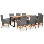 Set comedor jardín 9 pzas ratán sintético y madera acacia gris von , Gartensets - Ref: Foro24-46009, Preis: 851,15 €, Rabatt: %