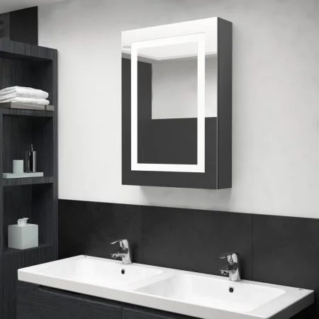 Armario de baño con espejo y LED gris 50x13x70 cm de , Tocadores de baño - Ref: Foro24-326490, Precio: 130,75 €, Descuento: %