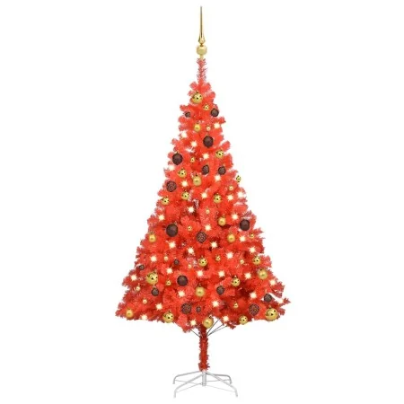 Árbol de Navidad preiluminado con luces y bolas rojo 150 cm by , Christmas trees - Ref: Foro24-3077513, Price: 63,00 €, Disco...