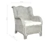 Sofá con cojín ratán natural y lino gris von , Sofas - Ref: Foro24-325464, Preis: 250,14 €, Rabatt: %