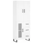 Aparador alto madera contrachapada blanco 69,5x34x180 cm by , Sideboards - Ref: Foro24-3199961, Price: 174,88 €, Discount: %