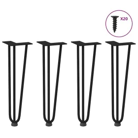 Patas de mesa tipo horquilla 4 uds acero macizo negro 42 cm by , Table legs - Ref: Foro24-4012440, Price: 51,70 €, Discount: %