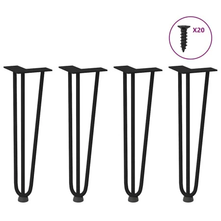 Patas de mesa tipo horquilla 4 uds acero macizo negro 42 cm by , Table legs - Ref: Foro24-4012440, Price: 51,70 €, Discount: %