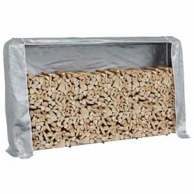 Leñero con protector de lluvia 250x25x150 cm acero galvanizado by , Firewood bags and holders - Ref: Foro24-4100711, Price: 4...