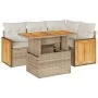Set sofás jardín y cojines 5 pzas ratán sintético acacia beige by , Garden sets - Ref: Foro24-3327705, Price: 431,73 €, Disco...