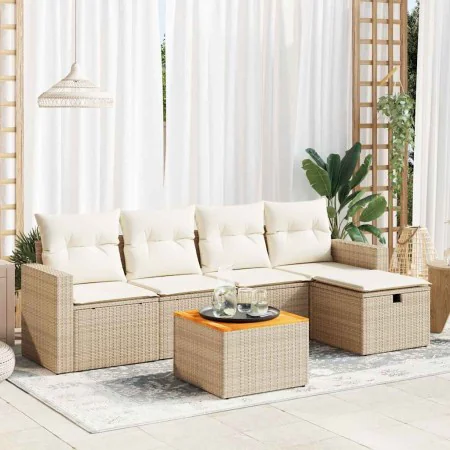 Juego de sofás jardín con cojines 6 pzas ratán sintético beige von , Gartensets - Ref: Foro24-3325782, Preis: 419,59 €, Rabat...
