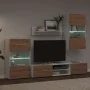 Muebles de TV 5 piezas con iluminación LED roble artesanal by , TV Furniture - Ref: Foro24-3324234, Price: 478,22 €, Discount: %