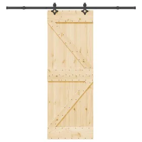 Puerta corredera con herrajes madera maciza de pino 70x210 cm de , Puertas - Ref: Foro24-3332634, Precio: 193,00 €, Descuento: %