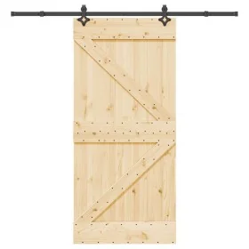 Puerta corredera con herrajes madera maciza de pino 95x210 cm von , Türen - Ref: Foro24-3332636, Preis: 229,90 €, Rabatt: %