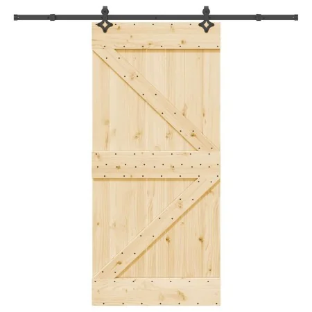 Puerta corredera con herrajes madera maciza de pino 95x210 cm by , Doors - Ref: Foro24-3332636, Price: 229,88 €, Discount: %