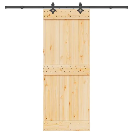 Puerta corredera con herrajes madera maciza de pino 80x210 cm by , Doors - Ref: Foro24-3332683, Price: 186,57 €, Discount: %