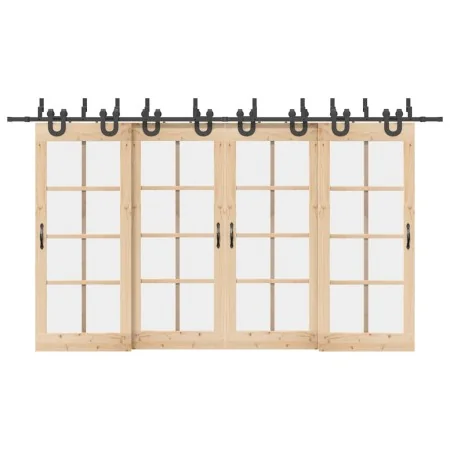 Kit de herrajes para puertas correderas acero negro 400 cm by , Door items - Ref: Foro24-3295754, Price: 240,00 €, Discount: %