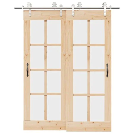 Kit de herrajes para puerta corredera 183 cm acero plateado de , Artículos para puertas - Ref: Foro24-3295761, Precio: 269,60...