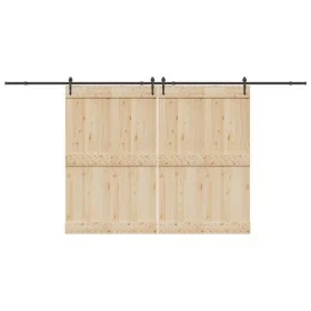 Kit de herrajes para puertas correderas acero negro 427 cm by , Door items - Ref: Foro24-3295782, Price: 161,37 €, Discount: %