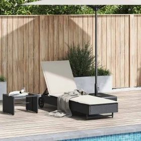 Tumbona con ruedas y cojín ratán sintético negro by , Loungers - Ref: Foro24-4104033, Price: 161,49 €, Discount: %