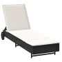 Tumbona con ruedas y cojín ratán sintético negro de , Tumbonas - Ref: Foro24-4104033, Precio: 161,49 €, Descuento: %