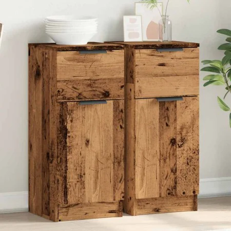 Aparadores 2 uds madera ingeniería madera envejecida 30x30x70cm de , Aparadores - Ref: Foro24-856952, Precio: 95,31 €, Descue...