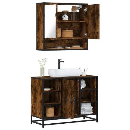 Set de muebles baño 2 pzas madera contrachapada roble ahumado von , Badezimmermöbel - Ref: Foro24-3300942, Preis: 149,28 €, R...